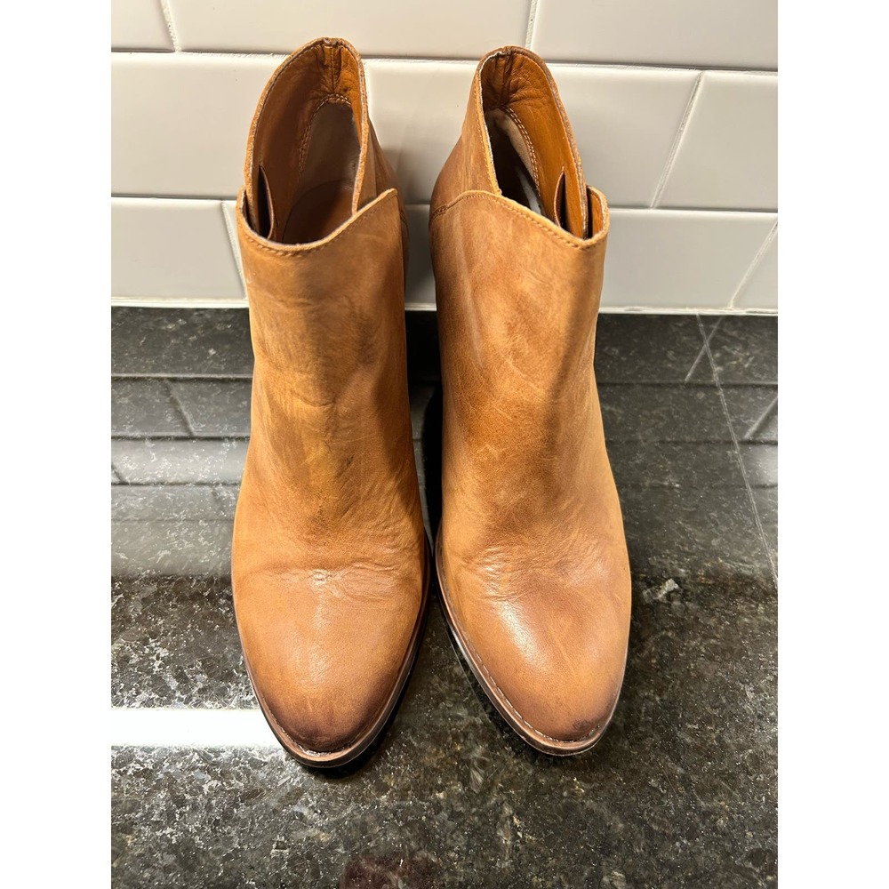 Lucky Brand Women's Leather Block Heel Ankle Booties Boots Brown Size 10M - Picture 3 of 13